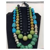 3 FASHION CHUNKY BEADED NECKLACES 17" LONG, 21" LONG, 17" LONG