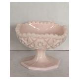 VINTAGE FOSTORIA "WINBURN" PINK MILK GLASS NUT OPEN JAM/JELLY DISH 4 7/8" SQUARE X 4" TALL