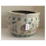 LARGE CERAMIC FLORAL FLOWER POT 9 1/2" ROUND X 7" TALL