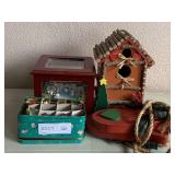 CHRISTMAS LOT - BIRDHOUSE, BOX OF MINI CHRISTMAS CANDLES & MORE