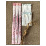 3 NEW 6 PACKS OF GOLD EXTRA LONG SPARKLERS, 2 NEW PACKS OF 6 EACH WHITE PAPER POMS & GOLD CURLY FILLER