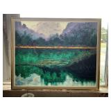 EXTRA LARGE CANVAS FRAMED PAINTING LANDSCAPE 60" WIDE X 49" TALL