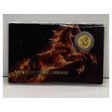 2026 LIBERIA $12 "YEAR OF FIRE HORSE" GOLD MICRO COIN .999 FINE 24KT GOLD 1/1000 OZ MOUNTED ON COA DISPLAY CARD