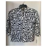 LADIES SPORTELLE BLACK/WHITE SNOW LEOPARD PRINT JACKET SIZE MED