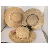 3 LADIES STRAW WIDE BRIM HATS (SIZE S/M)