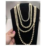 3 FAUX PEARL NECKLACES (1 WHITE, 2 CREAM) 15" LONG, 17" LONG, 50" LONG
