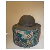 LADIES VINTAGE WOOL BRIMMED HAT W/ VINTAGE HAT BOX