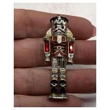 VINTAGE MONET TOY SOLDIER BROOCH W/ COLORED STONES 2" LONG