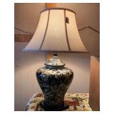 BLACK/GOLD TAPESTRY SCALLOPED JAR TABLE LAMP W/ SHADE 28" TALL