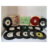 TOTAL OF 15 RECORDS TO INCLUDE 1 RED VINYL 45 & TWO 33 1/3 PROMO COPY RECORDS & 12 VINTAGE PROMO/DJ/AUDITION 45