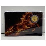 2026 LIBERIA YEAR OF THE FIRE HORSE MICRO 12 DOLLAR 1/1000 OZ .9999 PURE GOLD COIN 1/1000 OF A TROY OUNCE SEALED IN THEMED DISPLAY CARD 24KT W/ COA