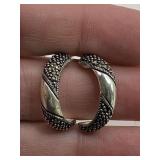 STERLING SILVER 925 & MARCASITE HOOP EARRINGS (TOTAL WEIGHT APPROX 3.65 GRAMS)