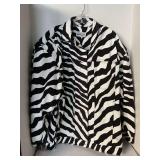 PERRY ELLIS DENIM BLACK/WHITE ZEBRA PATTERN 3/4 JACKET SIZE LARGE