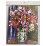 PRINT ON CANVAS TULIPS & ANEMONES SIGNED BY ARTIST 18 1/4" WIDE X 27" TALL