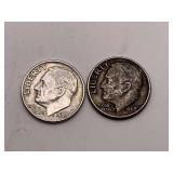 TWO 1963 D SILVER EISENHOWER DIMES