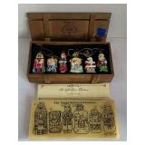 NEW 2004 THOMAS PACCONI CLASSICS "THE NIGHT BEFORE CHRISTMAS" HAND BLOWN GLASS ORNAMENTS IN ORIGINAL WOOD CRATE