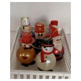 6 VINTAGE BALL ORNAMENTS MADE IN HONG KONG (BASKET NOT INCLUDED)