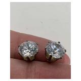 STERLING SILVER 925 STUD EARRINGS W/ LARGE DIAMONIQUE STONES (TOTAL WEIGHT APPROX 3.58 GRAMS)