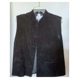 LADIES VINTAGE EREZ LEVY 100% BLACK SUEDE/LEATHER SIZE LARGE VEST