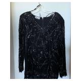 LADIES VINTAGE PATRA HEAVY SEQUIN BLACK EVENING TOP (NO SIZE)