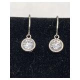 PAIR MEXICO (BELIEVED TO BE STERLING SILVER) PIERCED EARRINGS W/ CLEAR SPINALS (WEIGHS APPROX 1.65 GRAMS)