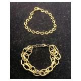 2 FASHION GOLD TONE LINK BRACELETS 6" LONG EACH