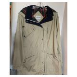 LADIES CABIN CREEK TAN RAIN JACKET W/ LINING & HOOD SIZE MED