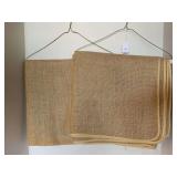 TWO 5FT SQUARE BURLAP TABLECLOTHS