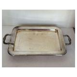 VINTAGE LEONARD SILVERPLATE 2 HANDLE FOOTED SERVING TRAY 14" X 9 3/4"