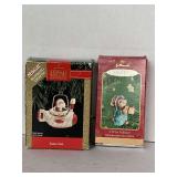 2 VINTAGE HALLMARK CHRISTMAS ORNAMENTS "A WISE FOLLOWER" & "SANTA SUB WITH BLINKING LIGHTS