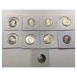 6 PROOF WASHINGTON QUARTERS (SOME DEEP CAMEO) & 3 PROOF JEFFERSON NICKELS (SOME DEEP CAMEO)