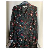 VINTAGE DAVID BROOKS BLACK 100% SILK EMBROIDERED COAT SIZE LARGE