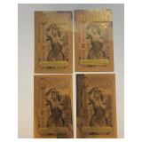 FOUR 2026 1/4 IDAHO GOLDBACK NOTE 1/4000TH OF TROY OZ OF PURE 24KT FINE GOLD .9999 FEATURES JUSTICE HOLDING SCALES WITH SWORD AND BLINDFOLD