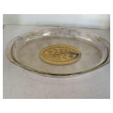 VINTAGE PYREX CULVER 3 QT GOLD LEAF SERVING/BAKING PLATTER 18 1/4" LONG X 10 1/4" WIDE