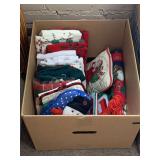 BOX OF MOSTLY NEW CHRISTMAS KITCHEN TOWEL SETS & MORE