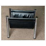 MID CENTURY MODERN BLACK & CHROME MAGAZINE RACK 18" LONG X 15" TALL