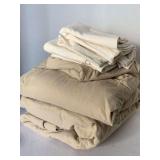 SET OF QUEEN KHAKI FLEECE SHEETS & 3 FLEECE PILLOW CASES