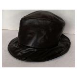 BLACK GENUINE LAMBSKIN LEATHER BUCKET HAT SIZE LARGE