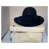 VINTAGE LADIES 100% WOOL BY BOLLMAN HAT CO ESCELLO MR JOHN CLASSIC BLACK WIDE BRIM HAT
