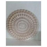 VINTAGE JEANNETTE GLASS "WINDSOR" PINK DEPRESSION GLASS SERVING PLATTER 10" ROUND