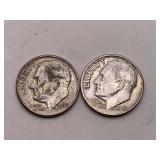 TWO 1963 D SILVER EISENHOWER DIMES