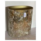 MIRRORED GOLD VEIN VINTAGE TRASH CAN 12" TALL X 10 1/2" WIDE