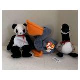 3 TY BEANIE BABIES (1998 LOOSY, 1996 SCOOP, 1997 FORTUNE W/ TAG ERROR)