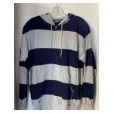 LIZWEAR NAVY/GREY STRIPED HOODIE JACKET SIZE LARGE