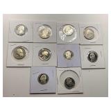 6 PROOF WASHINGTON QUARTERS (SOME DEEP CAMEO) & 4 PROOF JEFFERSON NICKELS (SOME DEEP CAMEO)