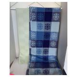 2 VINTAGE TABLECLOTHS (GREEN/BLUE)