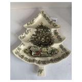 VINTAGE JOHNSON BROTHERS "MERRY CHRISTMAS" TREE SERVING PLATTER MADE IN ENGLAND 14" X 12 1/2" WIDE