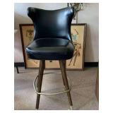 VINTAGE WINGBACK NAILHEAD TRIM SWIVEL BLACK BAR STOOL 43 1/2" TALL X 16" DEEP (SEAT 29 1/2" TALL)