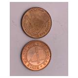 TWO 2000 HOOVER DAM SOUVENIR TOKENS FROM LAS VEGAS, NEVADA