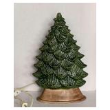 VINTAGE CERAMIC FLAT TABLETOP LIGHT TREE W/ BASE 13" TALL X 9" WIDE